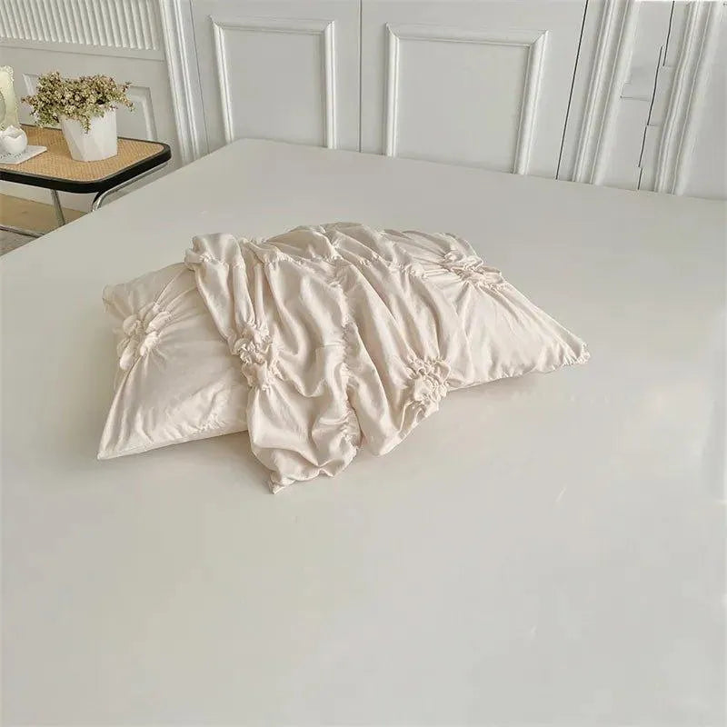 High End Three-dimensional Pinch Pleated Bedding Set │ Modern Boho Quilt Bed Duvet cover Pillow case - Besontique Home