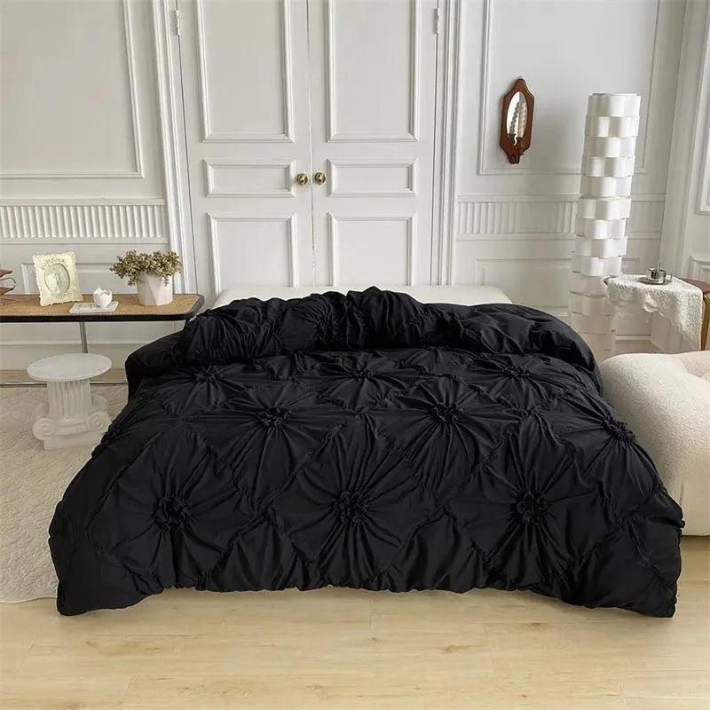 High End Three-dimensional Pinch Pleated Bedding Set │ Modern Boho Quilt Bed Duvet cover Pillow case - Besontique Home