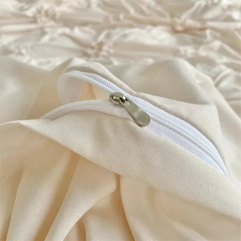High End Three-dimensional Pinch Pleated Bedding Set │ Modern Boho Quilt Bed Duvet cover Pillow case - Besontique Home