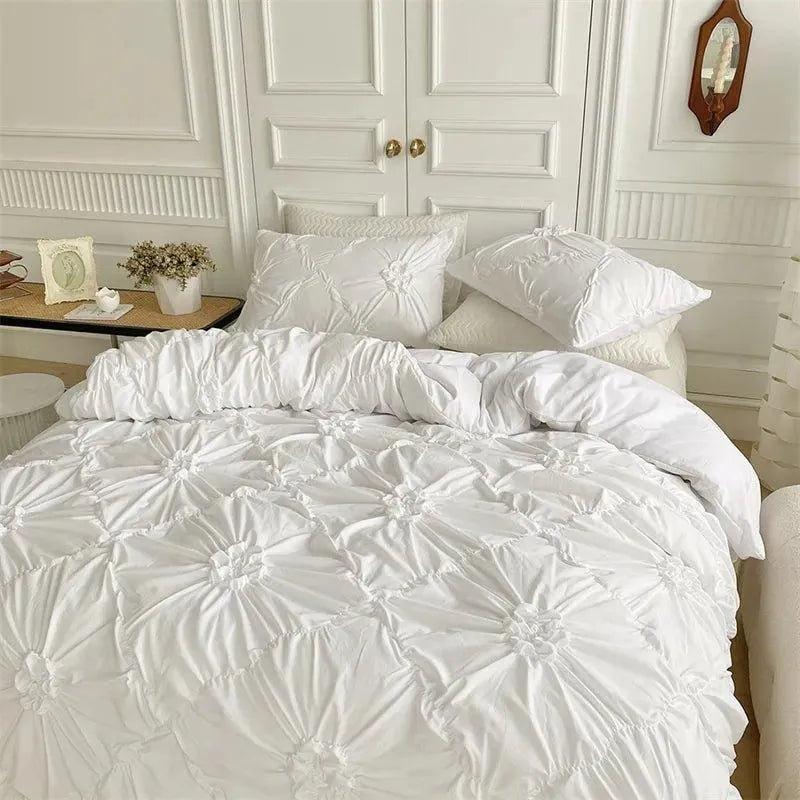 High End Three-dimensional Pinch Pleated Bedding Set │ Modern Boho Quilt Bed Duvet cover Pillow case - Besontique Home