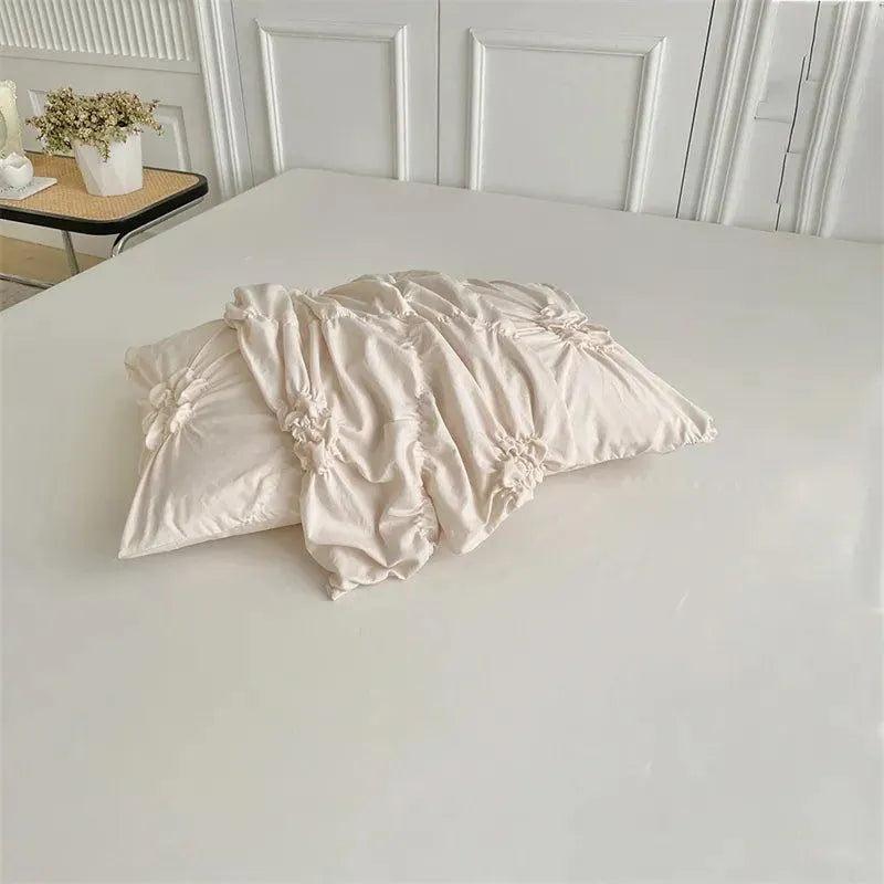 High End Three-dimensional Pinch Pleated Bedding Set │ Modern Boho Quilt Bed Duvet cover Pillow case - Besontique Home