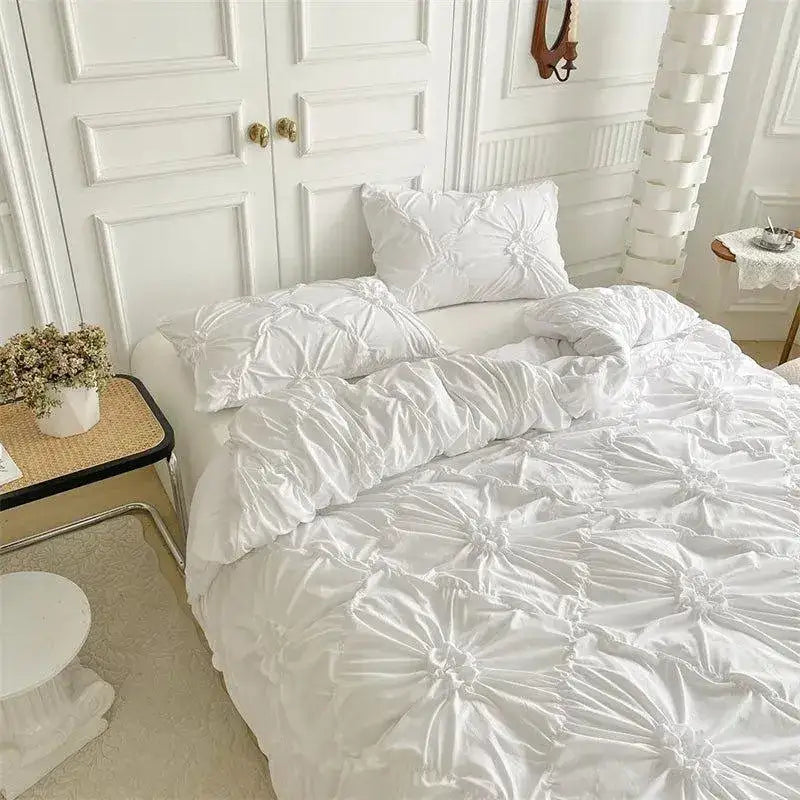 high-end-three-dimensional-pinch-pleated-bedding-set-modern-boho-quilt-bed-duvet-cover-pillow-case-besontique-home-66303 - Besontique Home