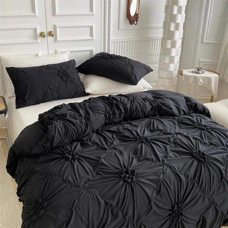 High End Three-dimensional Pinch Pleated Bedding Set │ Modern Boho Quilt Bed Duvet cover Pillow case - Besontique Home