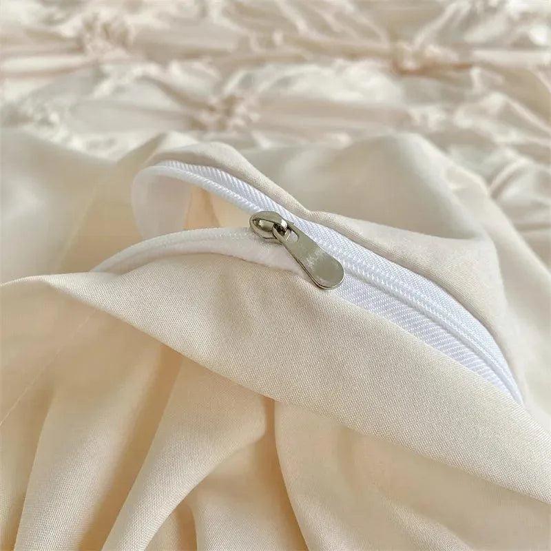 High End Three-dimensional Pinch Pleated Bedding Set │ Modern Boho Quilt Bed Duvet cover Pillow case - Besontique Home