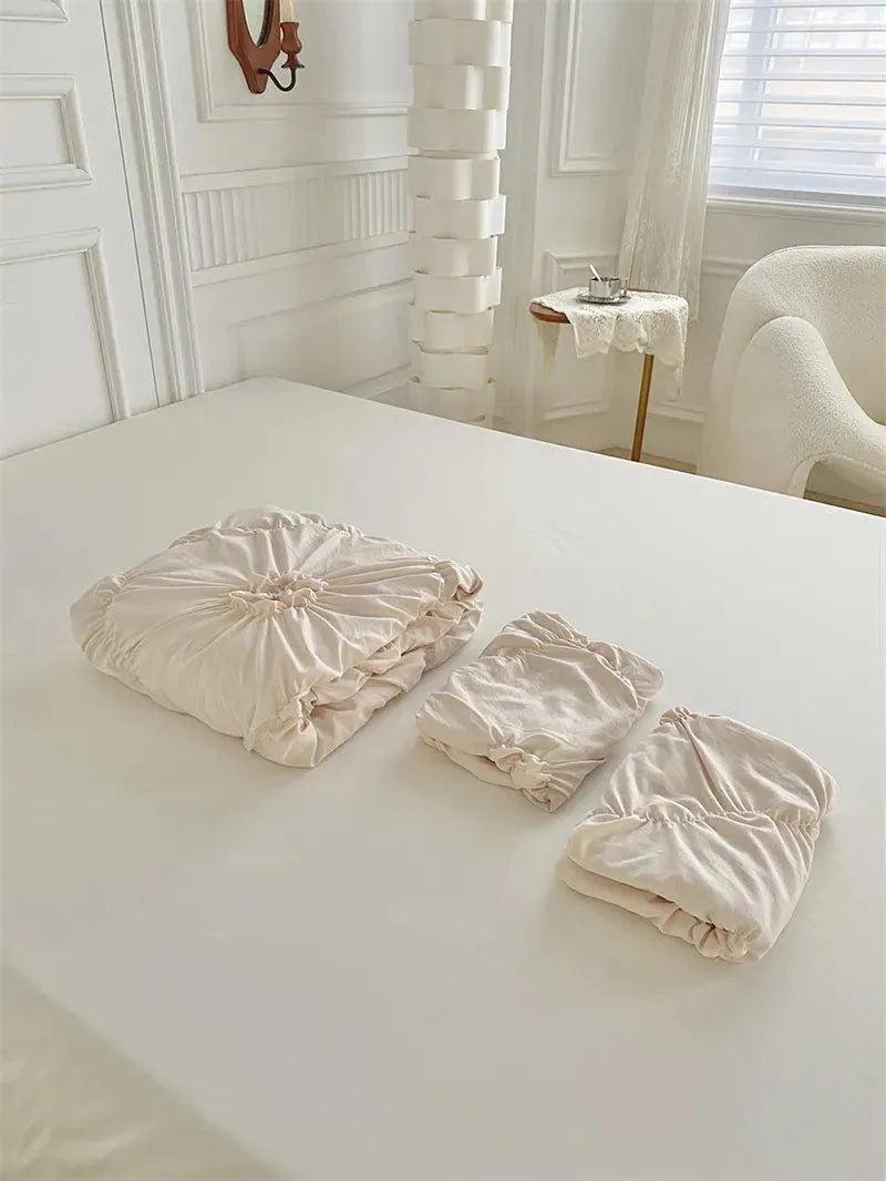 High End Three-dimensional Pinch Pleated Bedding Set │ Modern Boho Quilt Bed Duvet cover Pillow case - Besontique Home