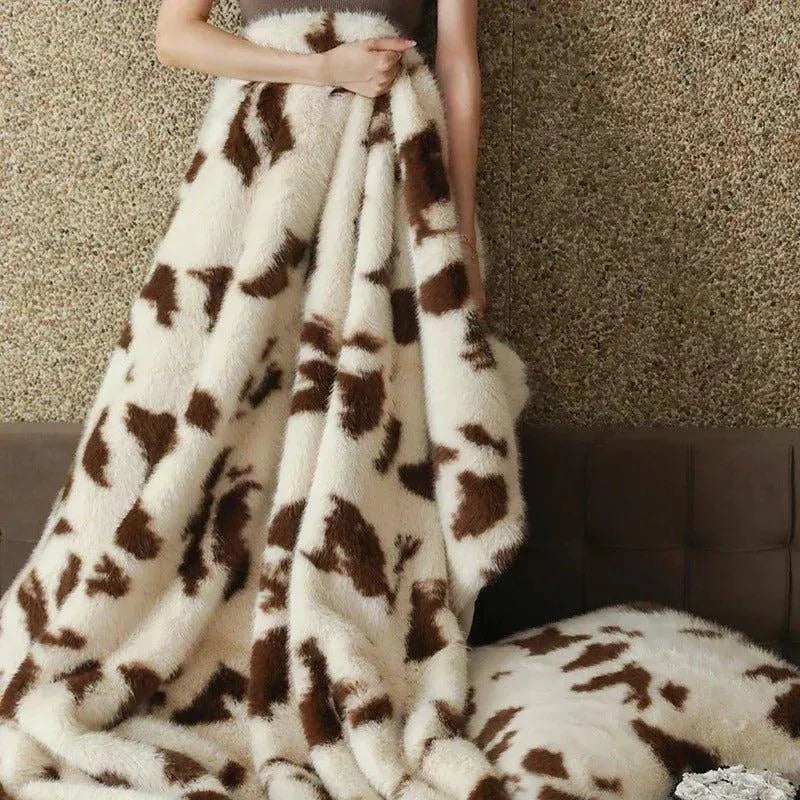 Imitation Faux Fox Fur Blanket │ High-end Warm Autumn Winter Blanket for Sofa Couch Bed Decor - Besontique Home