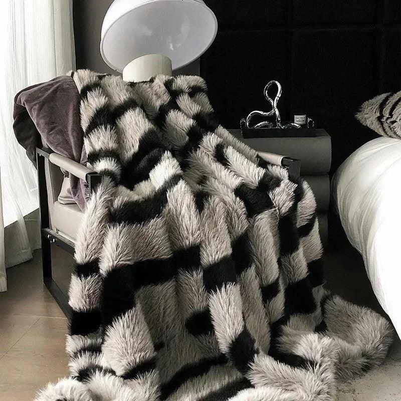 Imitation Faux Fox Fur Blanket │ High-end Warm Autumn Winter Blanket for Sofa Couch Bed Decor - Besontique Home