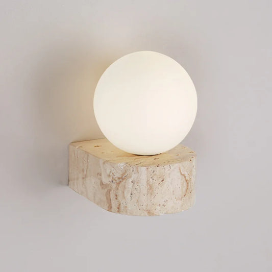 Japandi Natural Stone Glass Ball Wall Lighting Light │ Modern Home LED Sconce Wall Lamp - Besontique Home
