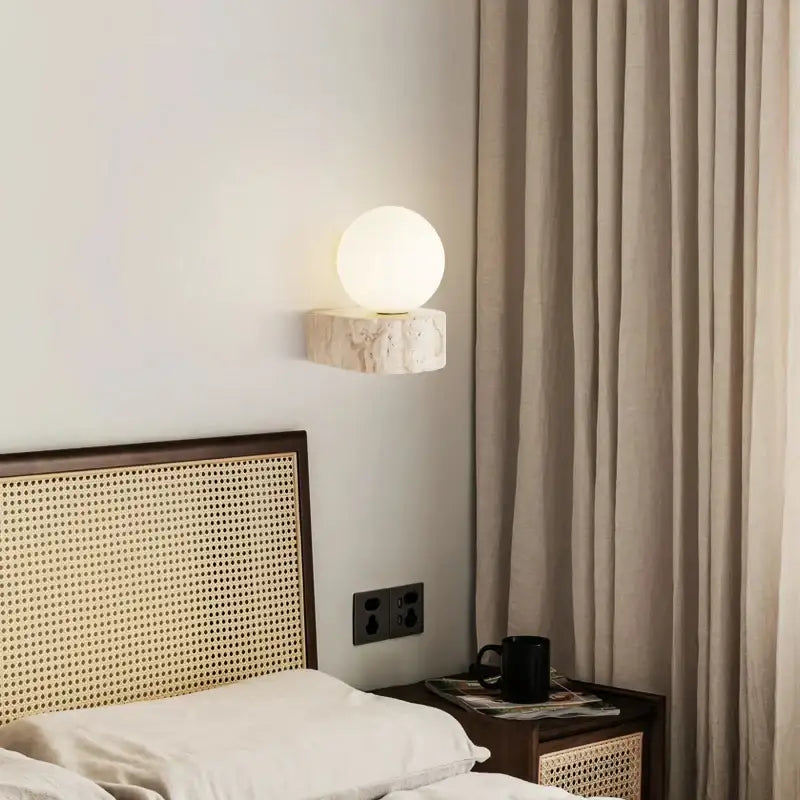 japandi-natural-stone-glass-ball-wall-lighting-light-modern-home-led-sconce-wall-lamp-besontique-home-92906 - Besontique Home