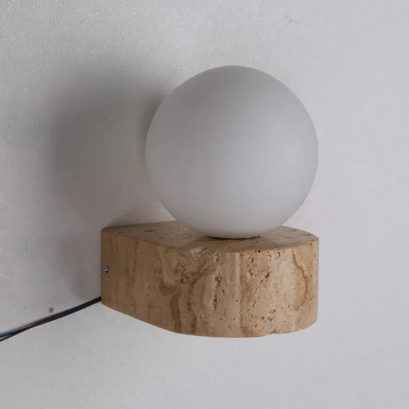 Japandi Natural Stone Glass Ball Wall Lighting Light │ Modern Home LED Sconce Wall Lamp - Besontique Home