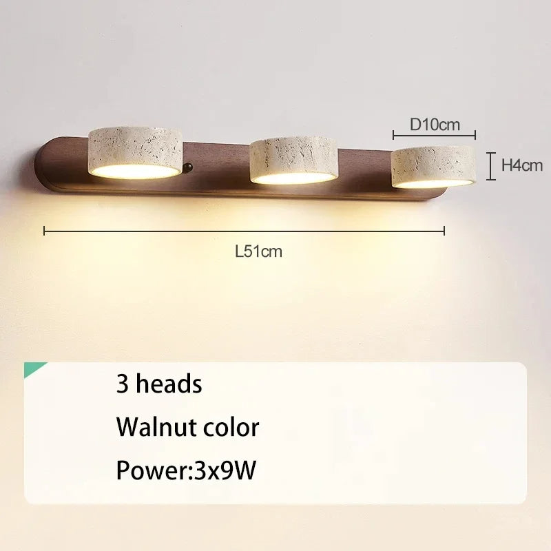 Japandi Natural Stone Mirror Front Wall Lighting │ Modern Style Round LED Wall Light for Bathroom - Besontique Home