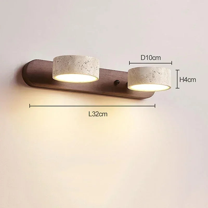 Japandi Natural Stone Mirror Front Wall Lighting │ Modern Style Round LED Wall Light for Bathroom - Besontique Home