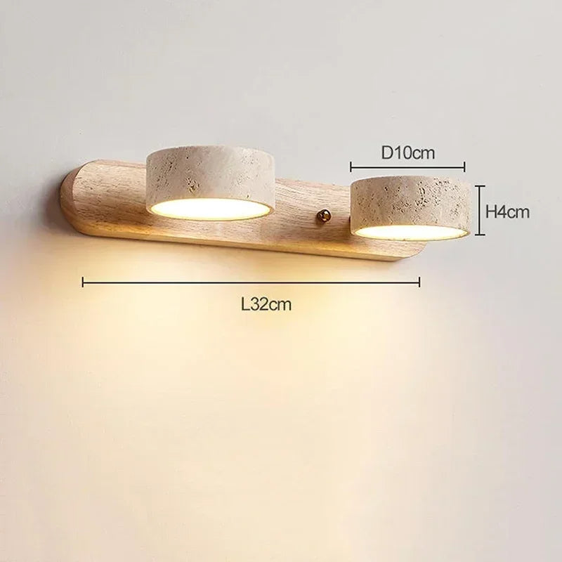 Japandi Natural Stone Mirror Front Wall Lighting │ Modern Style Round LED Wall Light for Bathroom - Besontique Home