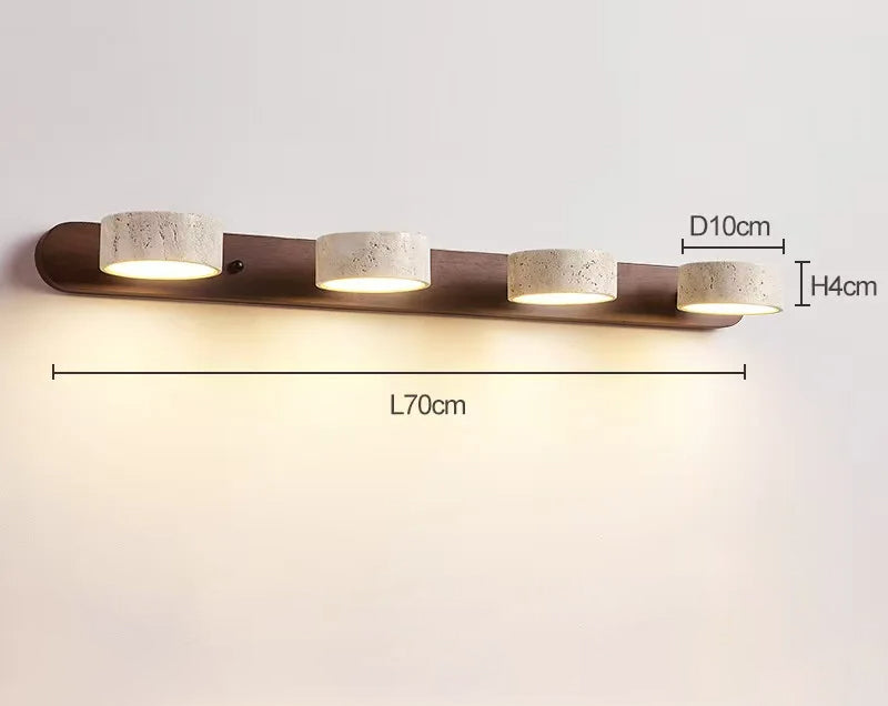 Japandi Natural Stone Mirror Front Wall Lighting │ Modern Style Round LED Wall Light for Bathroom - Besontique Home