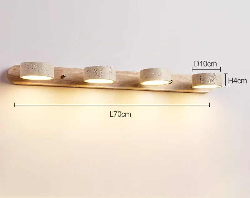 Japandi Natural Stone Mirror Front Wall Lighting │ Modern Style Round LED Wall Light for Bathroom - Besontique Home