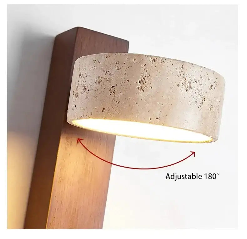 japandi-natural-stone-wood-wall-lighting-with-pull-switch-modern-vintage-style-round-led-sconce-wall-light-besontique-home-69023 - Besontique Home