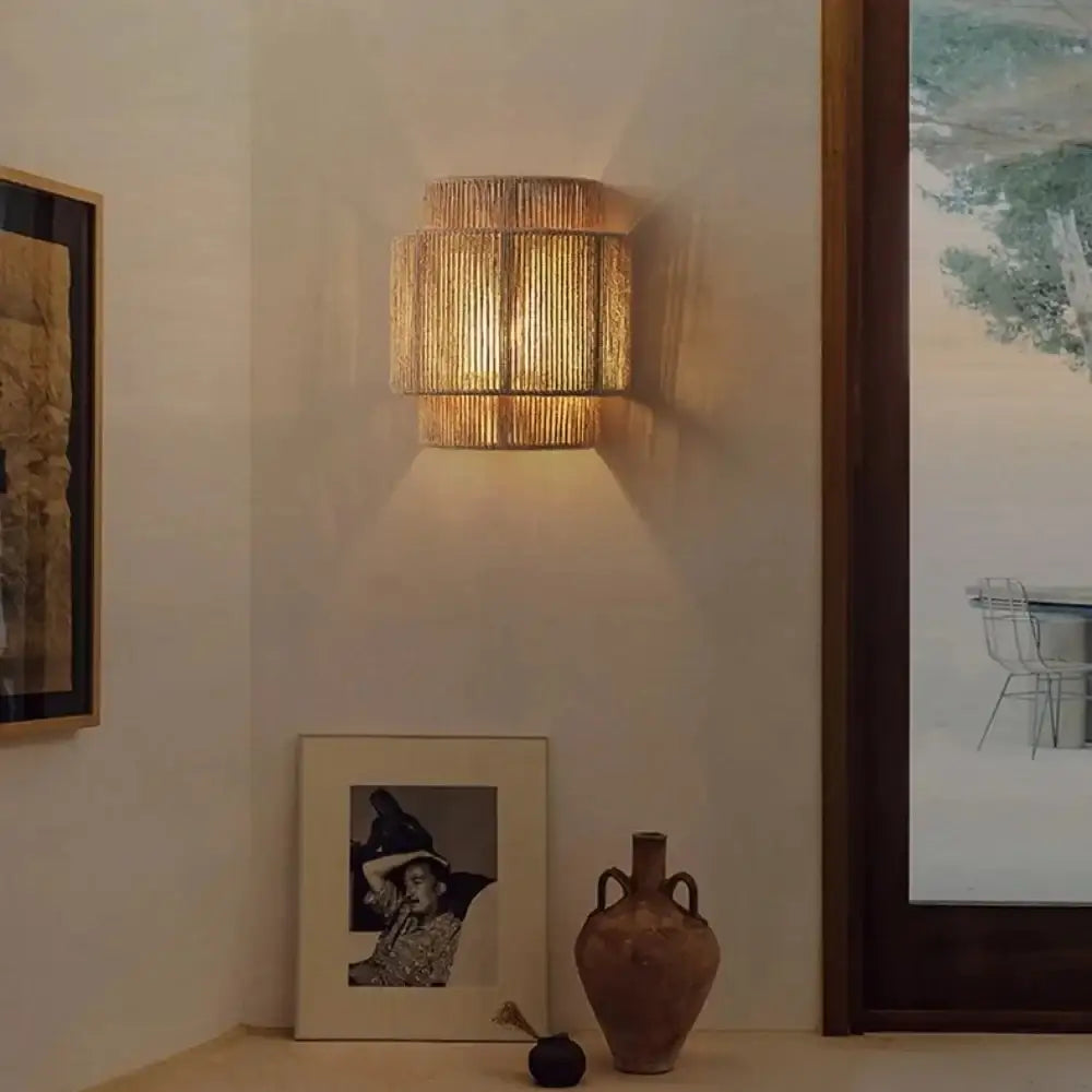japandi-rattan-weaving-wall-lamp-shade-modern-retro-design-hemp-rope-minimal-hallway-light-besontique-home-17223 - Besontique Home