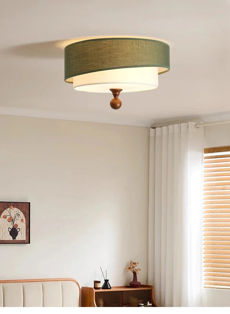 Japandi Retro Vintage Cloth Ceiling Lamp - Besontique Home