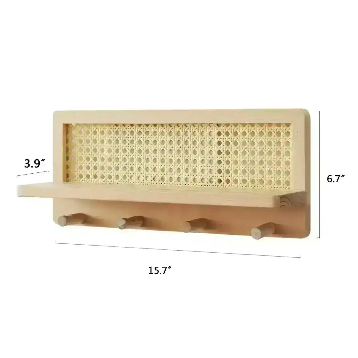 japandi-solid-wood-rattan-wall-storage-rack-modern-minimal-hook-clothes-key-holder-storage-besontique-home-92006 - Besontique Home