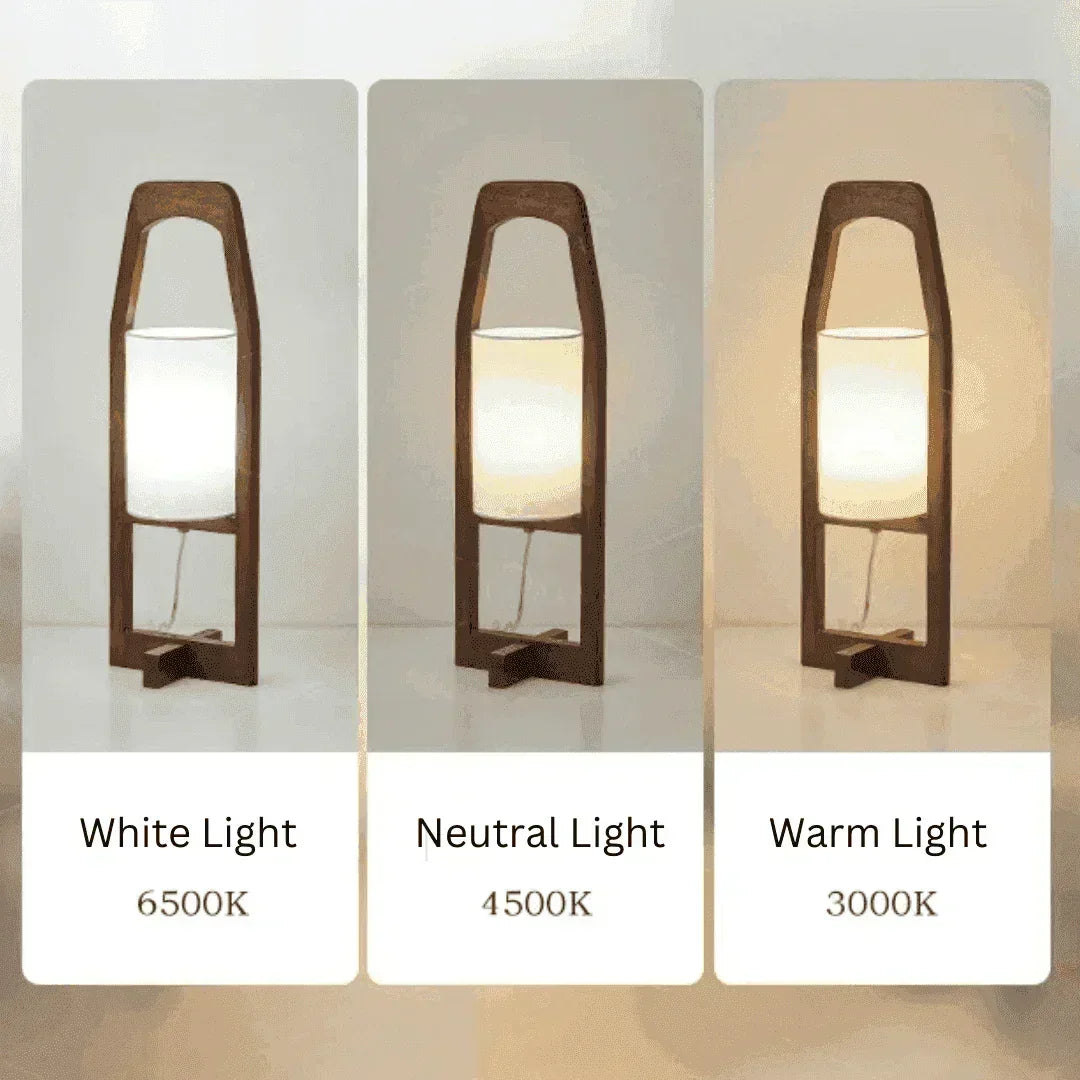 Japandi Vintage Wood Fabric Floor Lamp │ Modern Art LED Home Mood Stand Light - Besontique Home