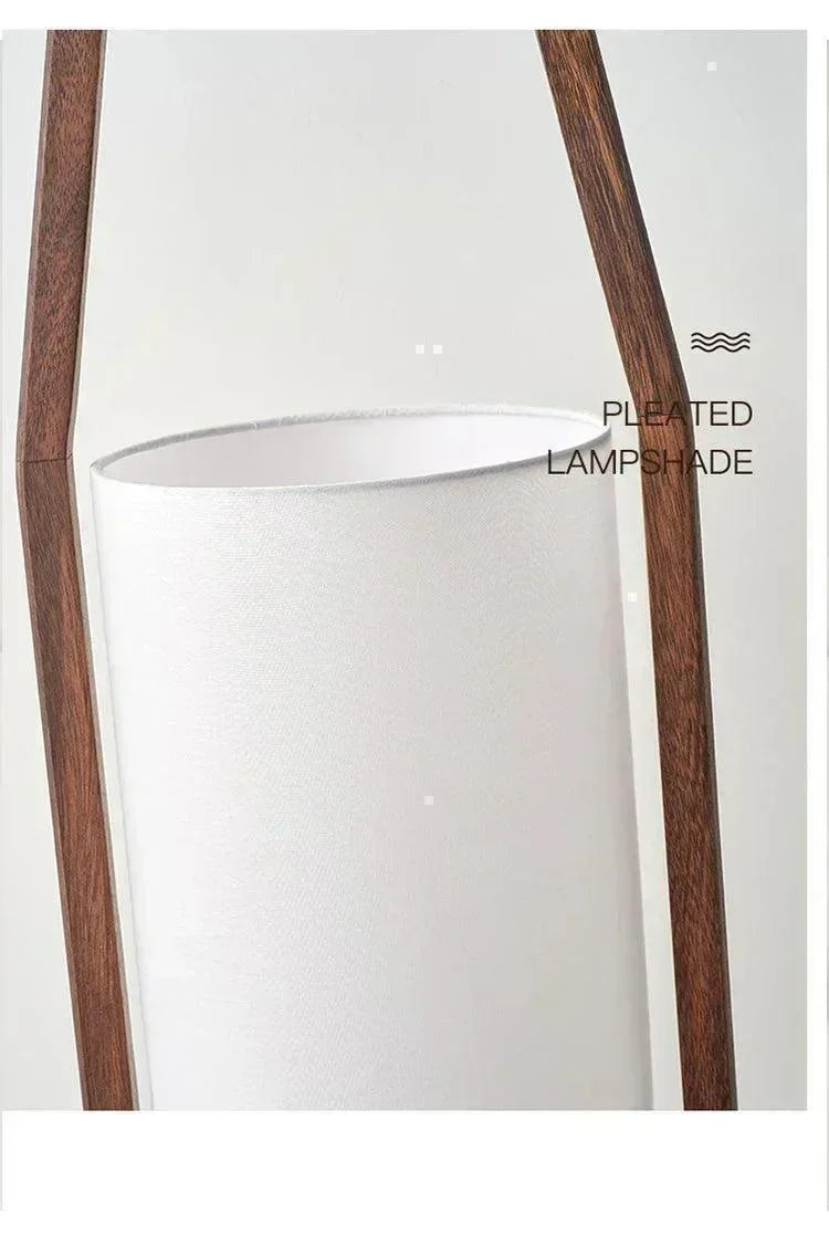 Japandi Vintage Wood Fabric Floor Lamp │ Modern Art LED Home Mood Stand Light - Besontique Home