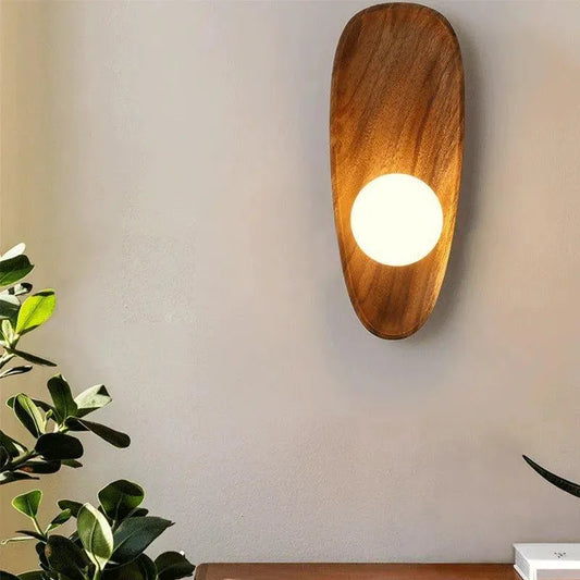 Japanese Minimalist Solid Wood Wall Light │ Modern Nordic LED Bedside Lamp Lighting - Besontique Home