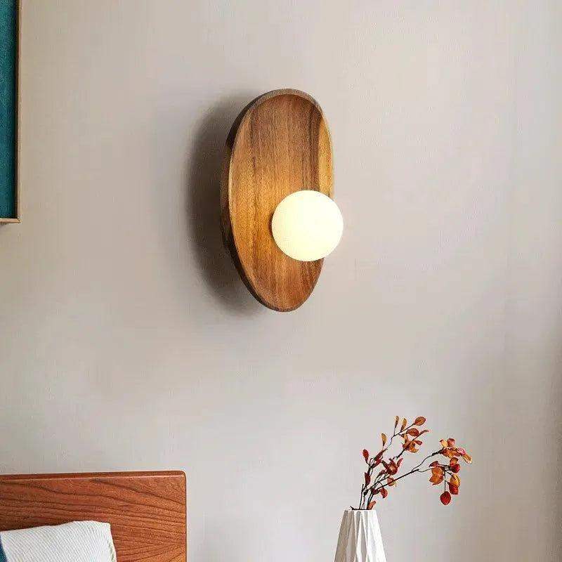 Japanese Minimalist Solid Wood Wall Light │ Modern Nordic LED Bedside Lamp Lighting - Besontique Home