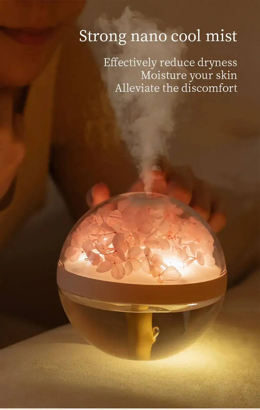 led-light-flower-bloom-design-air-humidifier-modern-boho-usb-charging-mist-maker-besontique-home-10970 - Besontique Home