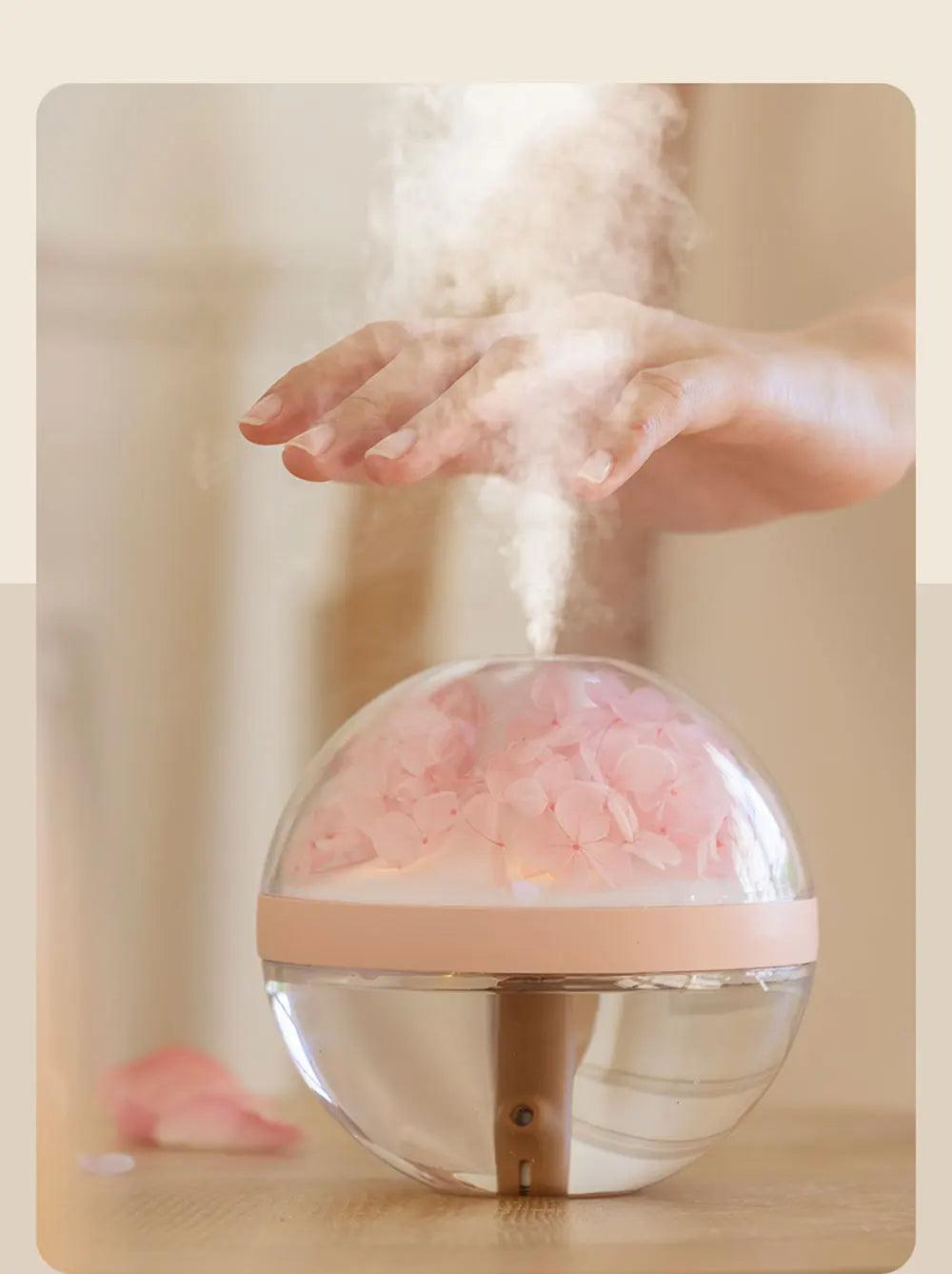 LED Light Flower Bloom Design Air Humidifier β Modern Boho USB charging Mist Maker - Besontique Home