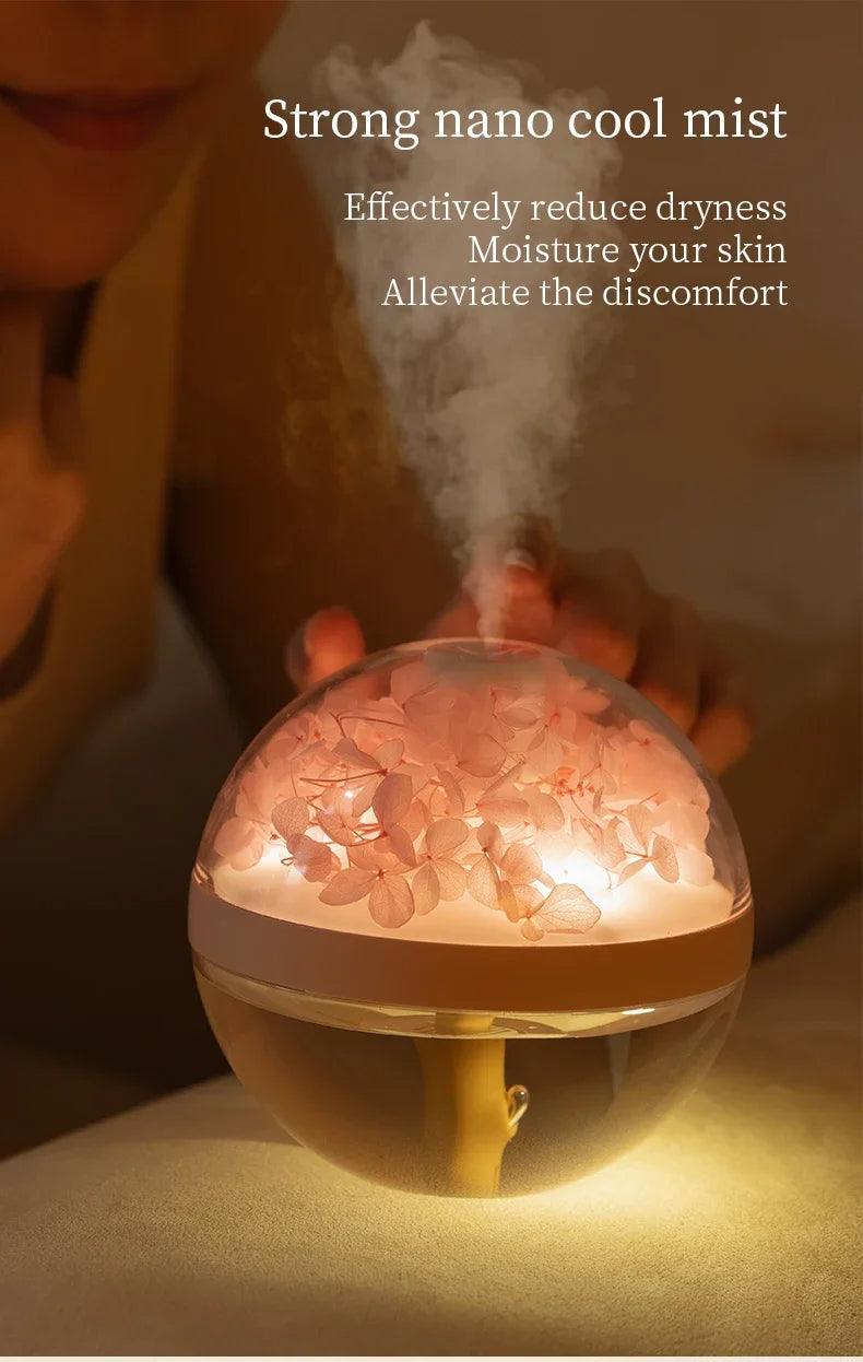 LED Light Flower Bloom Design Air Humidifier β Modern Boho USB charging Mist Maker - Besontique Home