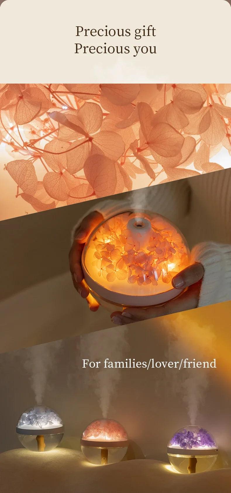 LED Light Flower Bloom Design Air Humidifier │ Modern Boho USB charging Mist Maker - Besontique Home