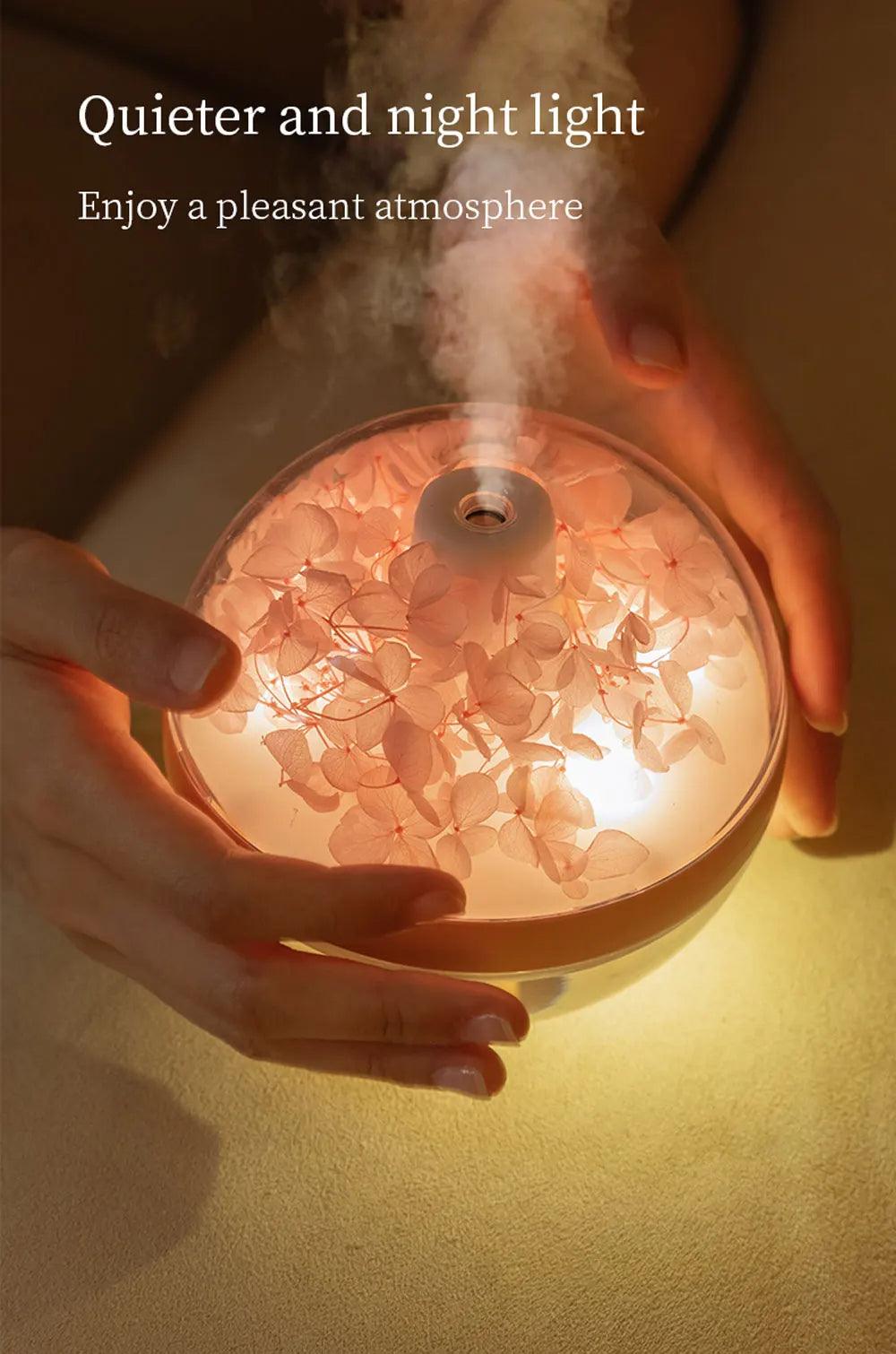 LED Light Flower Bloom Design Air Humidifier β Modern Boho USB charging Mist Maker - Besontique Home