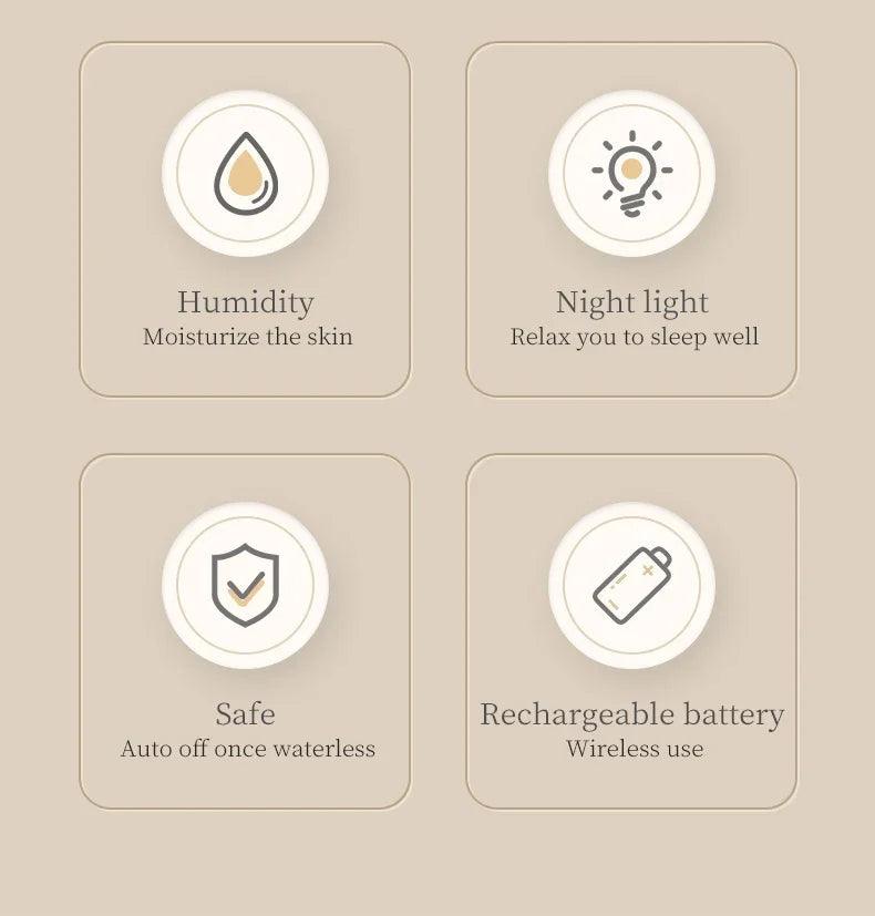 LED Light Flower Bloom Design Air Humidifier β Modern Boho USB charging Mist Maker - Besontique Home