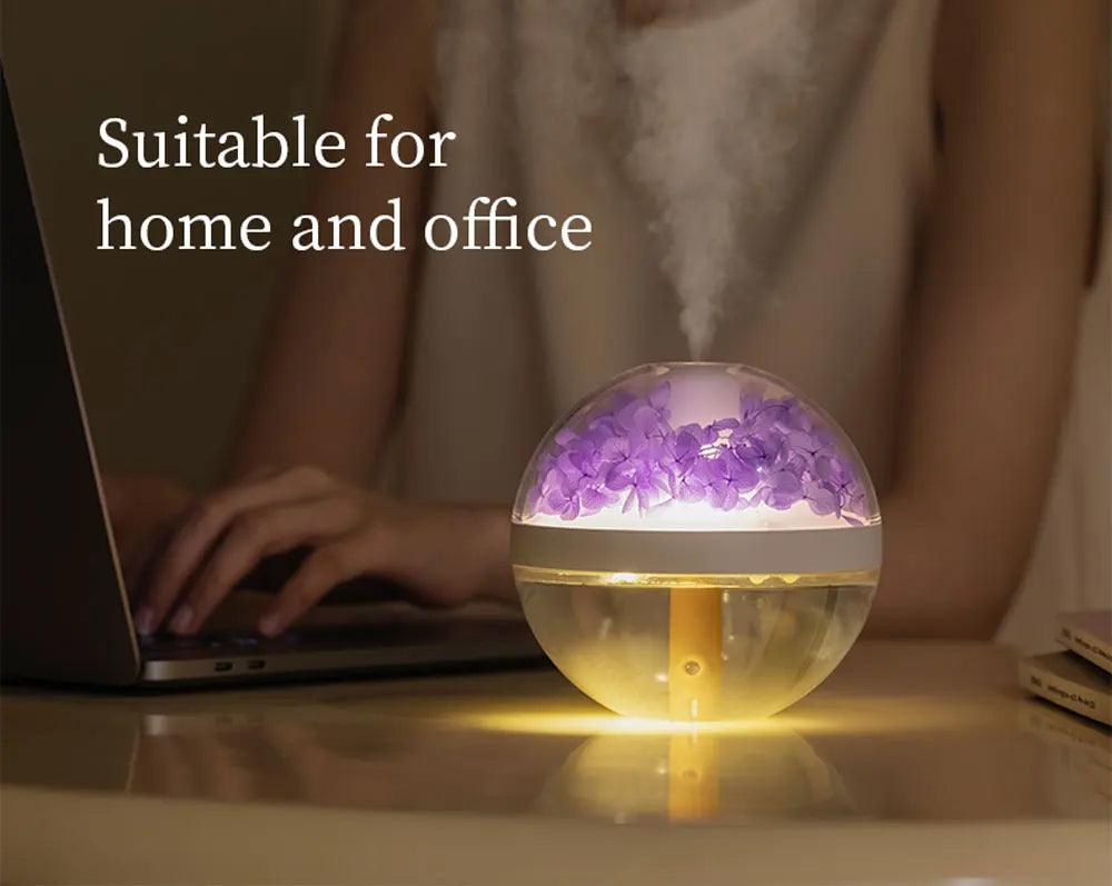 LED Light Flower Bloom Design Air Humidifier β Modern Boho USB charging Mist Maker - Besontique Home