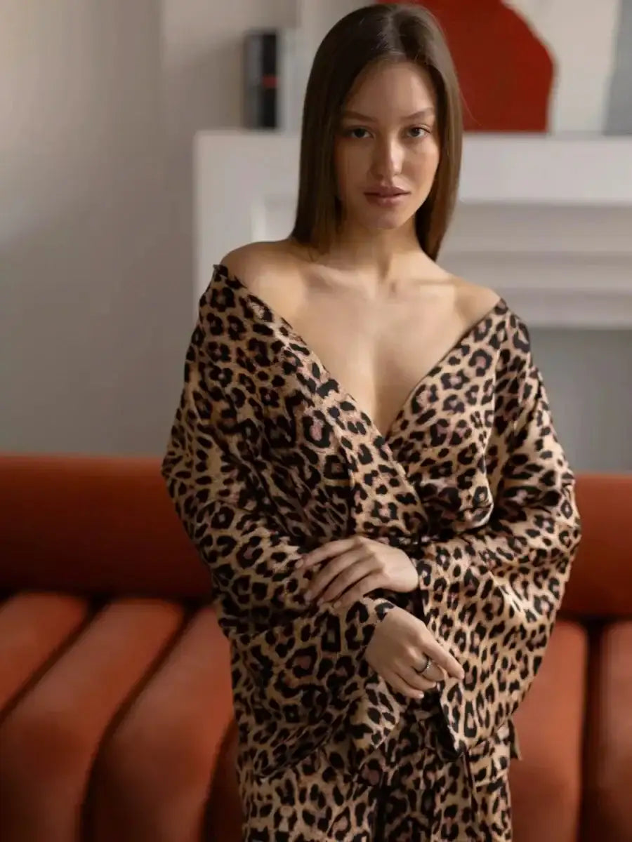 leopard-printed-long-sleeved-nightgown-pants-2-piece-set-besontique-home-47307 - Besontique Home