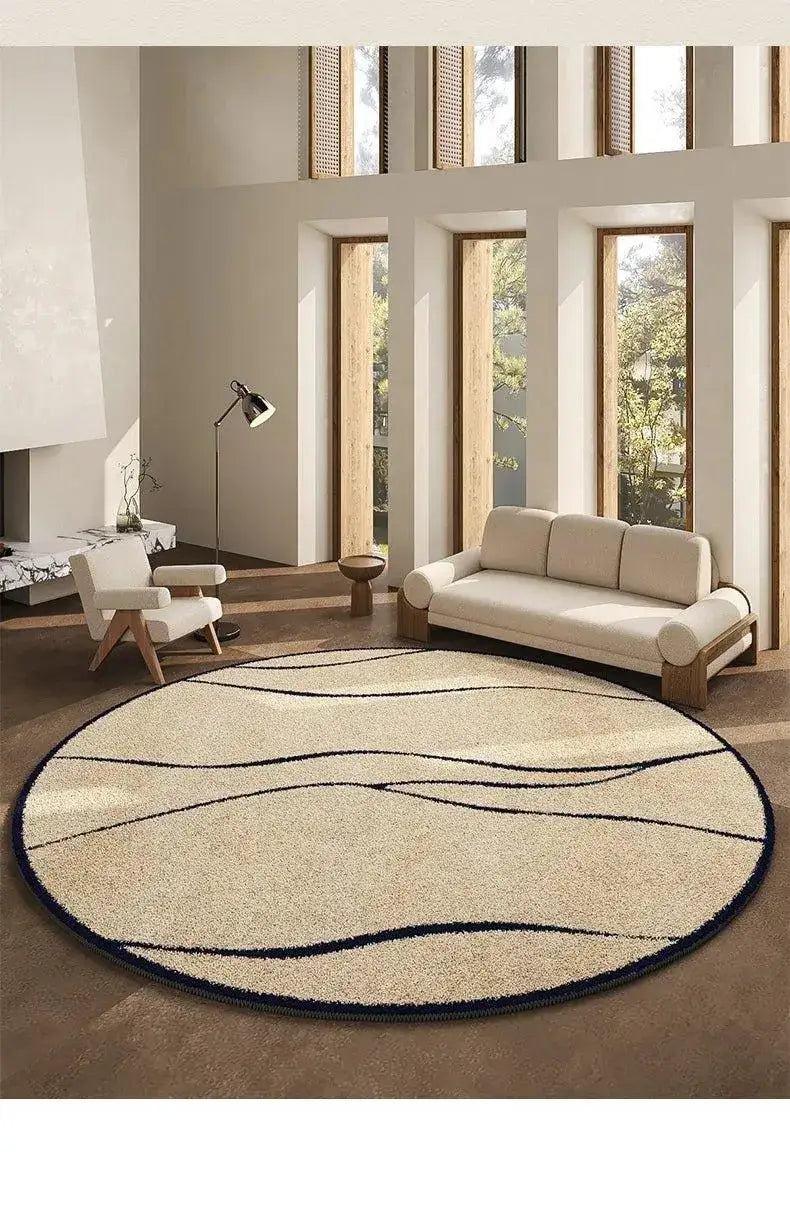 luxury-french-style-black-pattern-round-carpet-modern-home-large-area-plush-rugs-besontique-home-47652 - Besontique Home