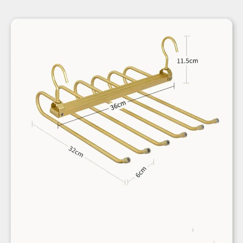 Matte Gold/Gray 6 in 1 Multi-Layer Pants Trouser Clothes Hanger │ Folding-function Scarf Storage Hanging Rack Organizer Hanger - Besontique Home