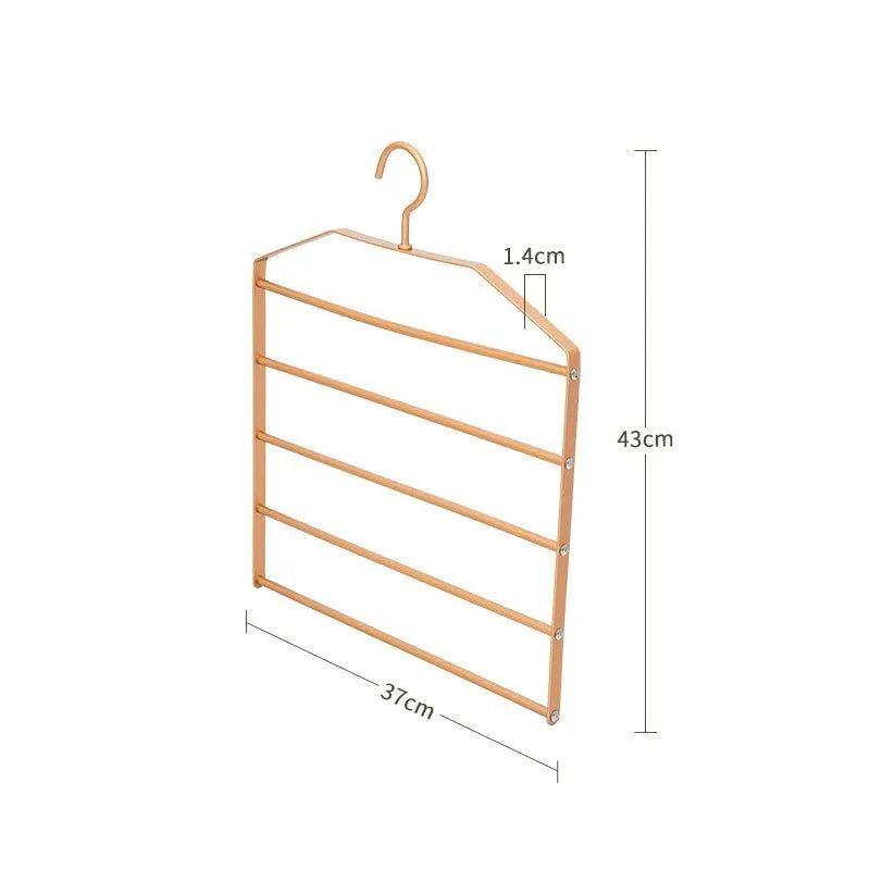 Matte Gold/Silver 5 in 1 Multi-Layer Pants Trouser Hanger │ Wardrobe Clothes Hanging Rack - Besontique Home