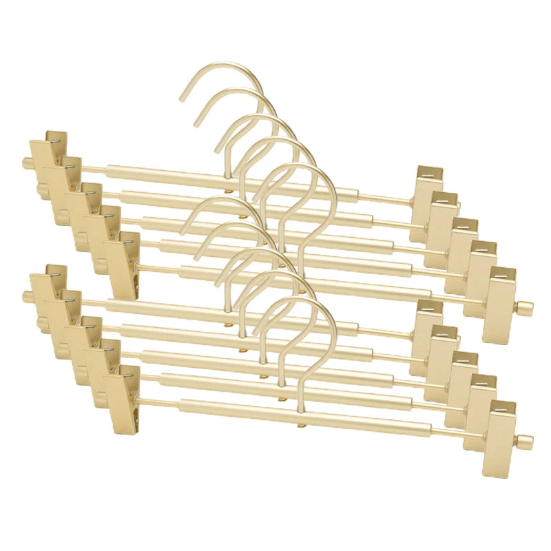 Matte Gold/Silver Skirts Pants Hangers with Clip │ Metal Clothes Wardrobe Trouser Rack - Besontique Home