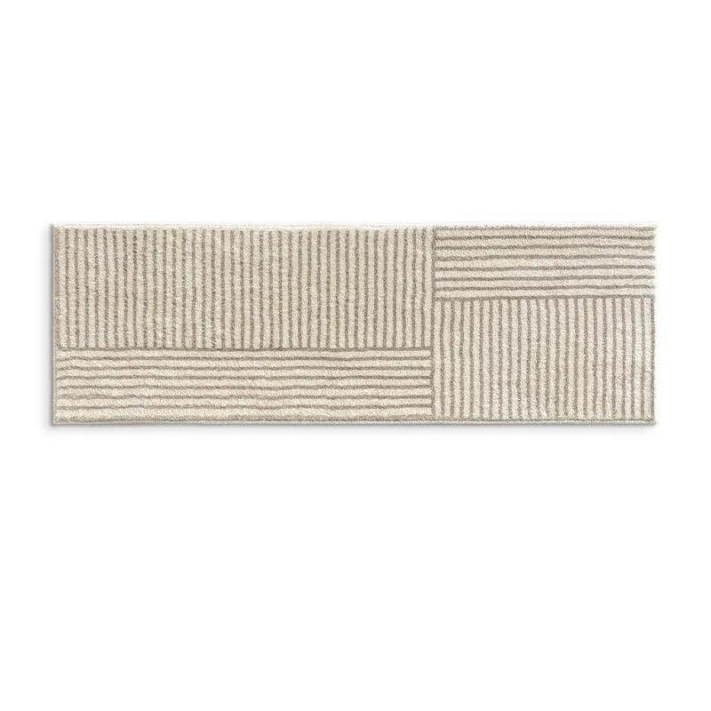 Minimal Design Bedroom Long Tufted Rug │ Japandi Style Pattern Anti Slip Fluffy Long Floor Mat Runner - Besontique Home
