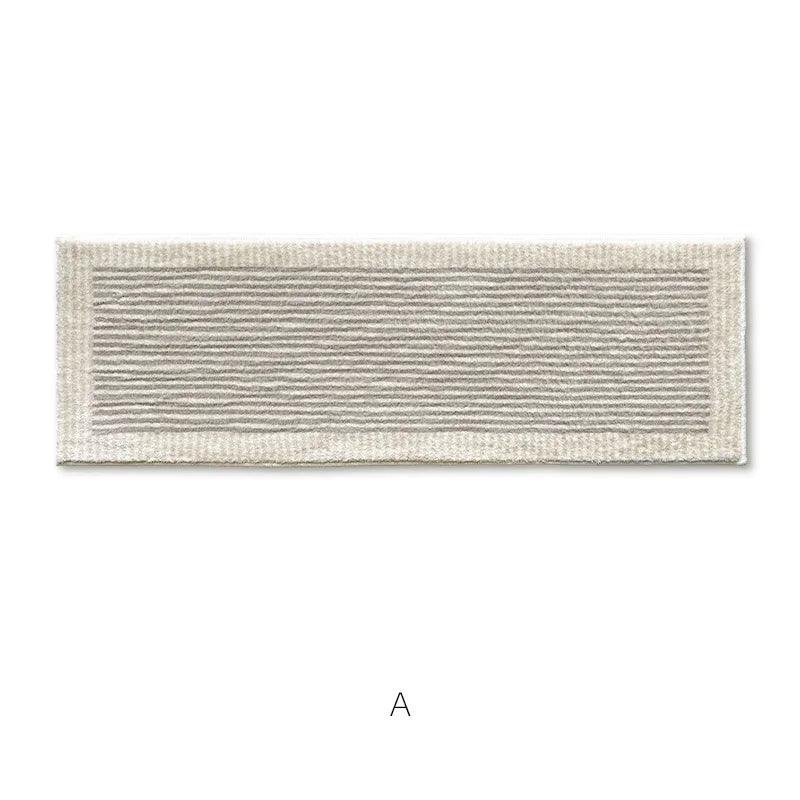 Minimal Design Bedroom Long Tufted Rug │ Japandi Style Pattern Anti Slip Fluffy Long Floor Mat Runner - Besontique Home