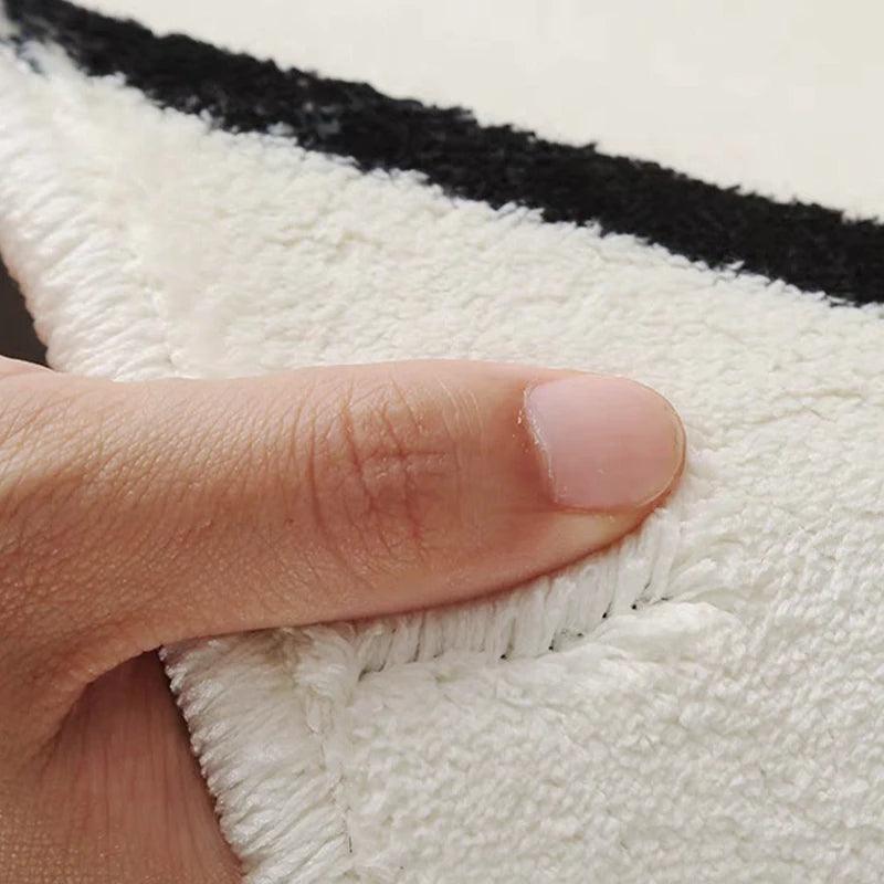 Minimal Design Bedroom Long Tufted Rug │ Japandi Style Pattern Anti Slip Fluffy Long Floor Mat Runner - Besontique Home