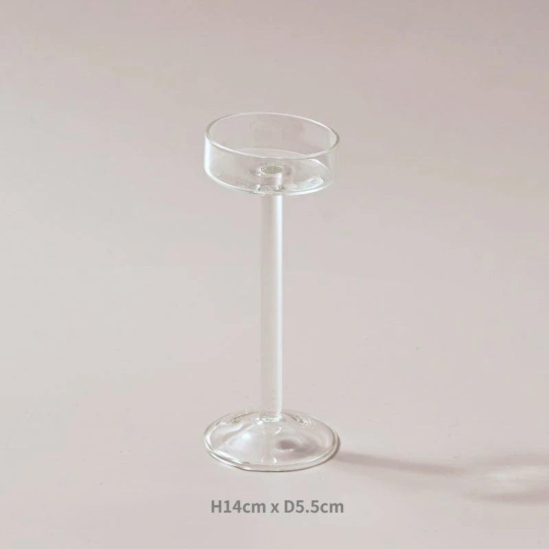 Minimal Glass Candlesticks Candle Holder Set │ Modern Nordic Transparent Tall Candle Stand - Besontique Home