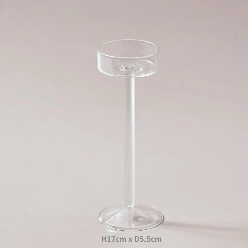 Minimal Glass Candlesticks Candle Holder Set │ Modern Nordic Transparent Tall Candle Stand - Besontique Home