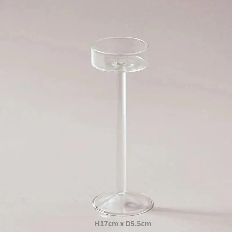 Minimal Glass Candlesticks Candle Holder Set │ Modern Nordic Transparent Tall Candle Stand - Besontique Home