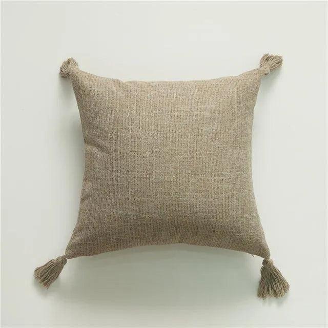 Minimal Linen Cushion Cover with Tassels - Besontique Home