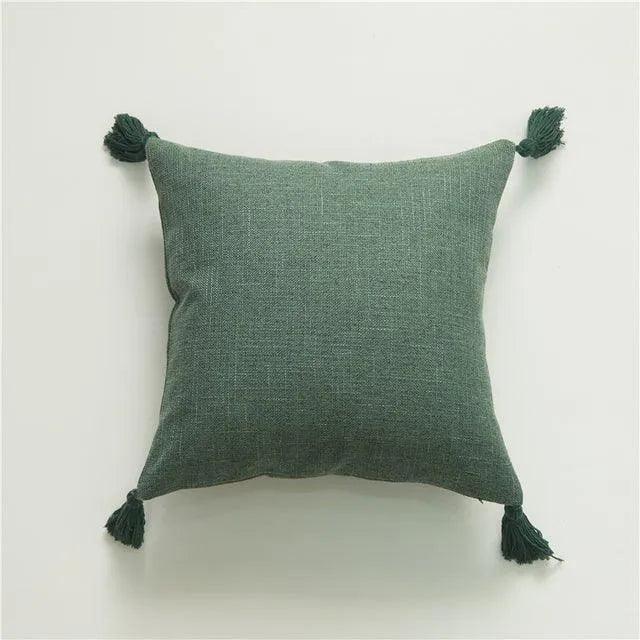 Minimal Linen Cushion Cover with Tassels - Besontique Home