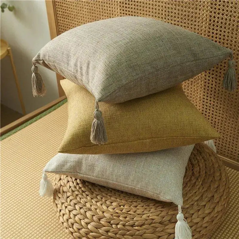 minimal-linen-cushion-cover-with-tassels-besontique-home-44602 - Besontique Home
