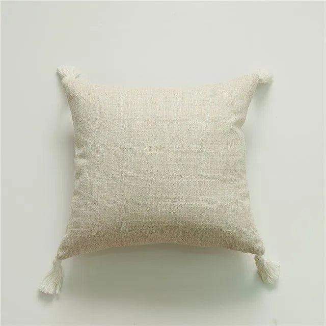 Minimal Linen Cushion Cover with Tassels - Besontique Home
