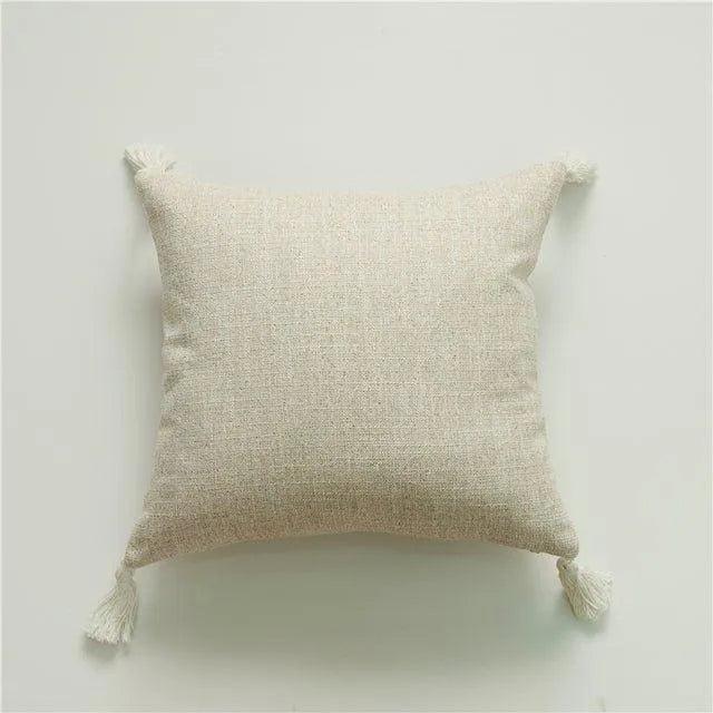 Minimal Linen Cushion Cover with Tassels - Besontique Home